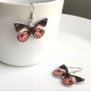 NEW Acrylic Red Butterfly Earrings